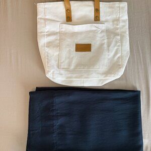 Cozy Earth bamboo viscose queen duvet cover and matching pillowcases in navy